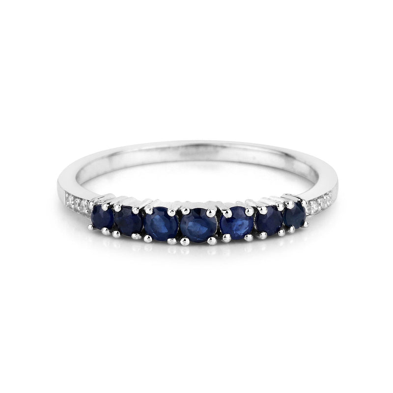 Bids.com 0.45 Carat Genuine Blue Sapphire and White Diamond 14K White Gold Ring Rings White Smoke size 5.00,size 6.00,size 7.00,size 8.00,size 9.00
