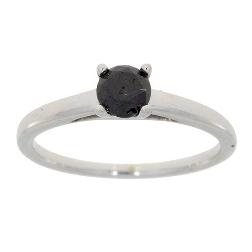 Bids.com .50ct Black Diamond Eng Only Sterling Silver Rings White Smoke 7.0