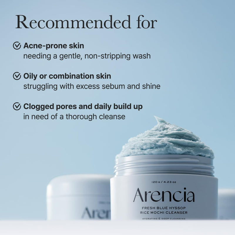 AsiaBeautyMall Arencia Fresh Blue Hyssop Rice Mochi Cleanser Face Cleanser Light Steel Blue