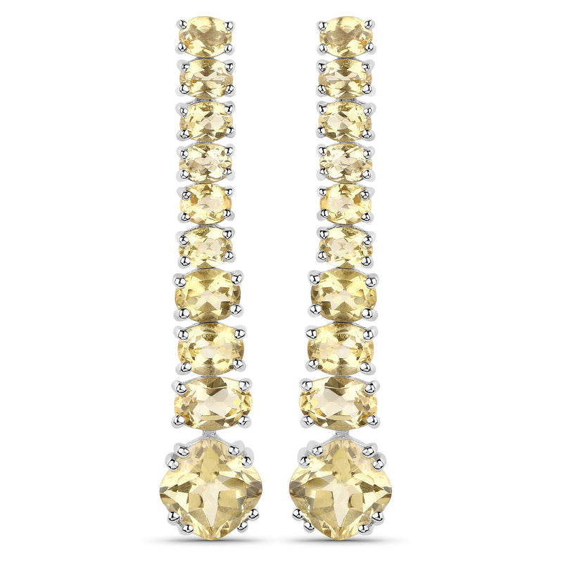 Bids.com 18K White Gold Plated 7.22 Carat Genuine Citrine .925 Sterling Silver Earrings Earrings White Smoke