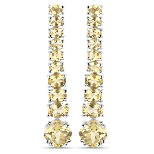Bids.com 18K White Gold Plated 7.22 Carat Genuine Citrine .925 Sterling Silver Earrings Earrings White Smoke