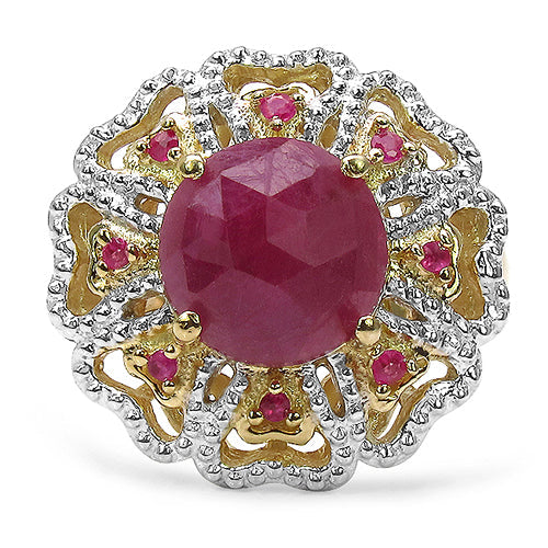 Bids.com 14K Yellow Gold Plated 5.56 Carat Genuine Pink Sapphire, Ruby & White Diamond .925 Sterling Silver Ring Rings White Smoke size 8.00,size 6.00,size 7.00,size 9.00