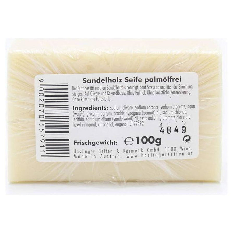 Haslinger Haslinger Sandelholz Sandalwood Palm Oil Free Soap 100g Bar Soap Antique White