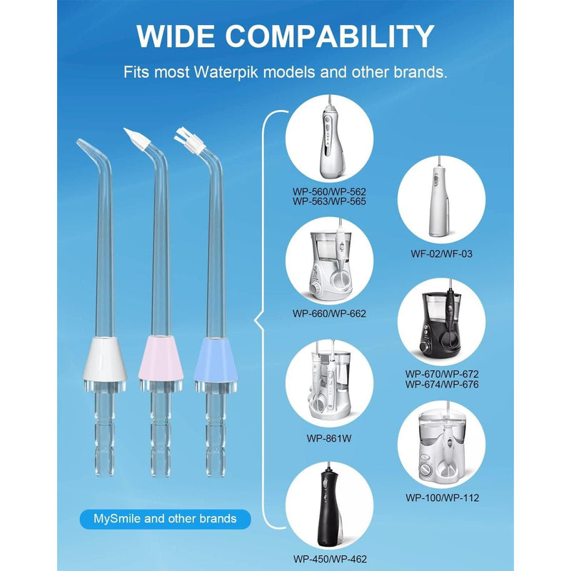 MySmile MySmile® 10 PCS Jet Tips Set | Compatible with OLED Flossers Power Dental Flossers Cornflower Blue