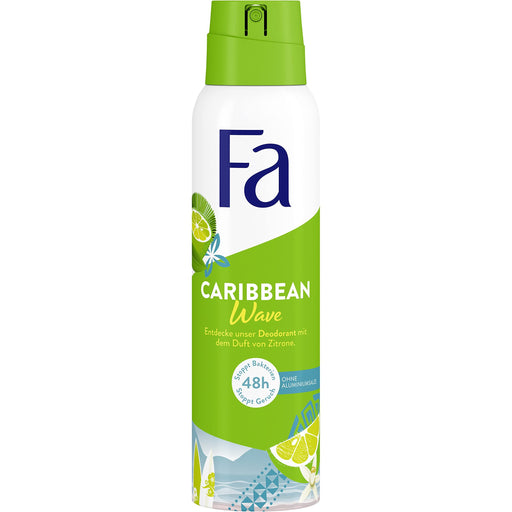 Fa Fa Caribbean Wave Lemon Scent Deodorant  48h Freshness with Antibacterial Effect 150 ml Deodorant & Anti-Perspirant White Smoke