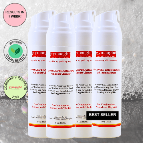 gymsegbë Advanced Brightening Gel Foam Cleanser | Rice Extract Anti-Aging Facial Lavender 4 Bottles Save $7.97