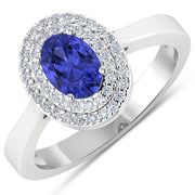 Bids.com 0.91 Carat Genuine Tanzanite and White Diamond 14K White Gold Ring Rings White Smoke size 6.00,size 7.00,size 8.00,size 9.00