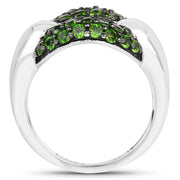 Bids.com 1.82 Carat Genuine Chrome Diopside .925 Sterling Silver Ring Rings White Smoke size 5.00,size 7.00,size 8.00,size 9.00,size 6.00