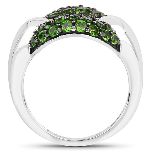 Bids.com 1.82 Carat Genuine Chrome Diopside .925 Sterling Silver Ring Rings White Smoke size 5.00,size 7.00,size 8.00,size 9.00,size 6.00