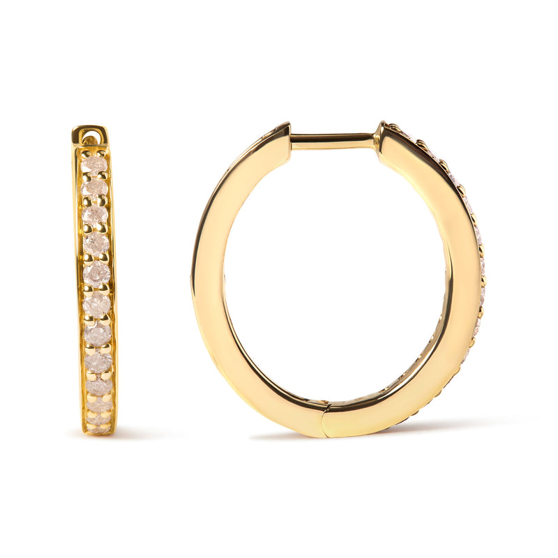 Bids.com 10K Yellow Gold 1/2 Cttw Round-Cut Diamond Hoop Earrings (I-J Color, I2-I3 Clarity) Earrings White Smoke Yellow.Gold / 0.5