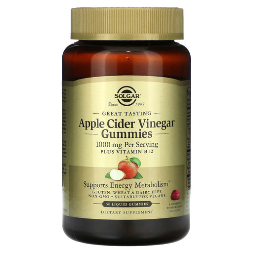 Solgar Solgar Apple Cider Vinegar 1000 Mg Plus B12, 50 Liquid Gummies Vinegar Dark Khaki