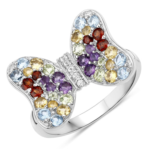 Bids.com 1.18 Carat Genuine Multi Stones .925 Sterling Silver Ring Rings White Smoke size 6.00,size 7.00,size 8.00
