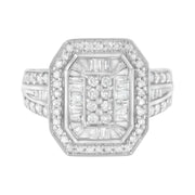 Bids.com .925 Sterling Silver Round and Baguette Diamond Cathedral Ring (0.75 Cttw, H-I Color, I2-I3 Clarity) - Size 7 Rings White Smoke 8 / White.Sterling Silver,6 / White.Sterling Silver,7 / White.Sterling Silver,7.5 / White.Sterling Silver,6.5 / White.Sterling Silver