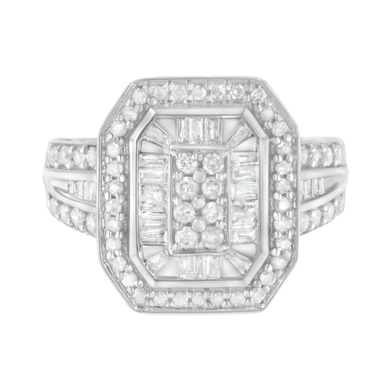 Bids.com .925 Sterling Silver Round and Baguette Diamond Cathedral Ring (0.75 Cttw, H-I Color, I2-I3 Clarity) - Size 7 Rings White Smoke 8 / White.Sterling Silver,6 / White.Sterling Silver,7 / White.Sterling Silver,7.5 / White.Sterling Silver,6.5 / White.Sterling Silver