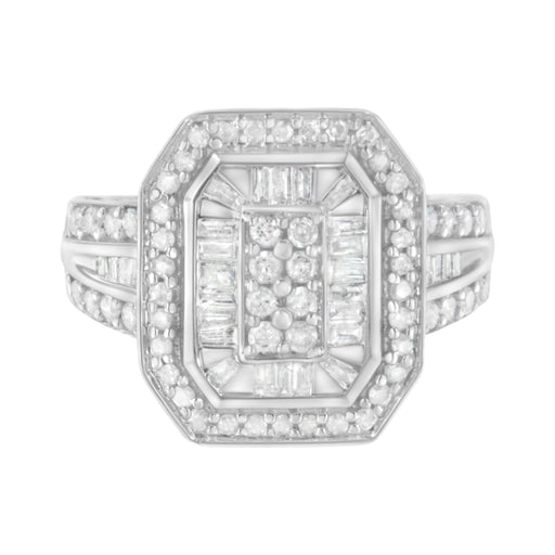 Bids.com .925 Sterling Silver Round and Baguette Diamond Cathedral Ring (0.75 Cttw, H-I Color, I2-I3 Clarity) - Size 7 Rings White Smoke 8 / White.Sterling Silver,6 / White.Sterling Silver,7 / White.Sterling Silver,7.5 / White.Sterling Silver,6.5 / White.Sterling Silver