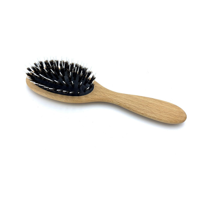 Dural Dural Hair Brush For Styling & Care Rubber Cueshion Wild Boar Bristles + Styling Pins Beech Wood Hair Pins White Smoke