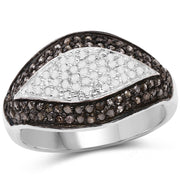 Bids.com 0.50 Carat Genuine Champagne Diamond and White Diamond .925 Sterling Silver Ring Rings White Smoke size 6.00,size 7.00,size 8.00,size 9.00,size 8.50