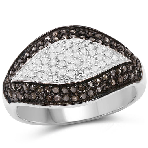Bids.com 0.50 Carat Genuine Champagne Diamond and White Diamond .925 Sterling Silver Ring Rings White Smoke size 6.00,size 7.00,size 8.00,size 9.00,size 8.50