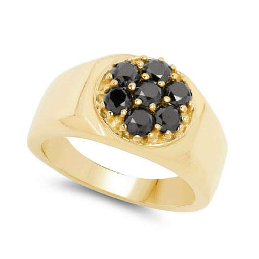 Bids.com 14K Yellow Gold Plated 0.98 Carat Genuine Black Diamond .925 Sterling Silver Ring Rings White Smoke size 8.00,size 9.00,size 9.50,size 6.00,size 7.00