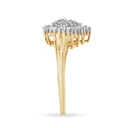 Bids.com 10K Yellow Gold 1/2 Cttw Round & Baguette Cut Diamond Pear Shaped Domed PavÃ© Cluster with Halo Cocktail Ring (J-K Color, I1-I2 Clarity) - Size 4-1/4 Rings White Smoke 9 / Yellow.Gold,8 / Yellow.Gold,7.25 / Yellow.Gold,7 / Yellow.Gold,6.5 / Yellow.Gold,6 / Yellow.Gold,4.25 / Yellow.Gold,7.5 / Yellow.Gold