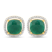 Bids.com 4.40 Carat Dyed Emerald and White Diamond .925 Sterling Silver Earrings Earrings White Smoke