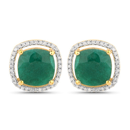 Bids.com 4.40 Carat Dyed Emerald and White Diamond .925 Sterling Silver Earrings Earrings White Smoke