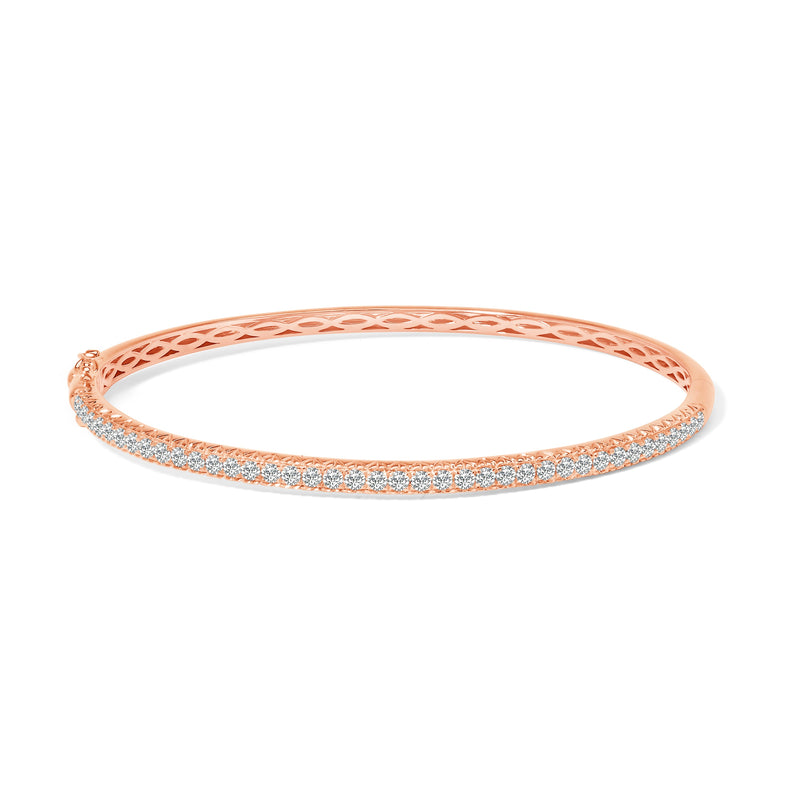 Bids.com 14K Rose Gold 1.00 Cttw Half Eternity Diamond Bangle Bracelet (G-H Color, SI2-I1 Clarity) - 7" Inches Bracelets White Smoke Rose.Gold / 7,White.Gold / 7,Yellow.Gold / 7