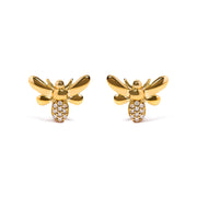 Bids.com 10K Yellow Gold Diamond Accented Bumble Bee Stud Earring (H-I Color, I1-I2 Clarity) Earrings White Smoke Yellow.Gold / 0.06