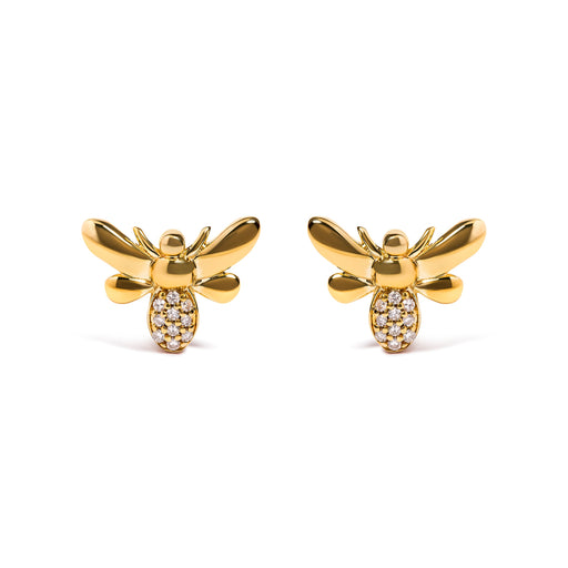 Bids.com 10K Yellow Gold Diamond Accented Bumble Bee Stud Earring (H-I Color, I1-I2 Clarity) Earrings White Smoke Yellow.Gold / 0.06