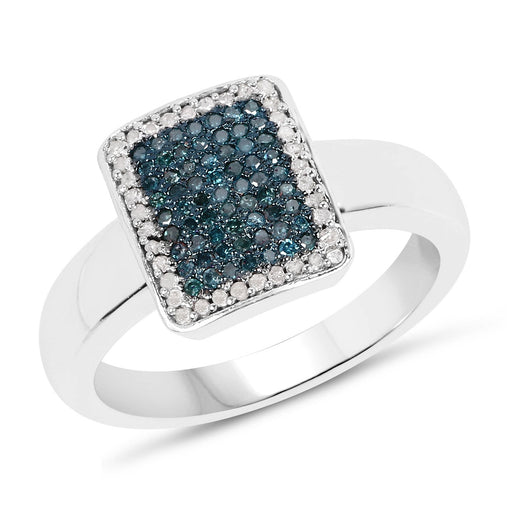 Bids.com 0.52 Carat Genuine Blue Diamond and White Diamond .925 Sterling Silver Ring Rings White Smoke size 7.00,size 5.00,size 6.00,size 8.00,size 9.00