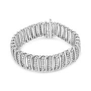 Bids.com .925 Sterling Silver 8 1/2 Cttw Diamond 7 Row Chevron "S" Curved Link Tennis Bracelet (I-J color, I1-I2 clarity) - 7.25" Bracelets White Smoke White.Sterling Silver / 7.25