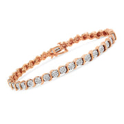 Bids.com 14K Rose Gold Plated .925 Sterling Silver 1/4 Cttw Diamond Round Miracle Plate and "S" Link Tennis Bracelet (I-J Color, I2- I3 Clarity) - 7" Bracelets White Smoke Rose.Sterling Silver / 7,White.Sterling Silver / 7,Yellow.Sterling Silver / 7