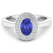 Bids.com 0.91 Carat Genuine Tanzanite and White Diamond 14K White Gold Ring Rings White Smoke size 6.00,size 7.00,size 8.00,size 9.00