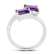 Bids.com 1.90 Carat Genuine Amethyst .925 Sterling Silver Ring Rings White Smoke size 7.00,size 9.00,size 5.00,size 8.00,size 6.00