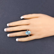 Bids.com 8.84 Carat Genuine Aquamarine and White Diamond 14K White Gold Ring Rings Dark Slate Gray size 6.00,size 7.00,size 8.00