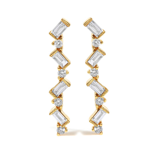 Bids.com 14K Yellow Gold 1/2 Cttw Diamond Zig Zag Drop Earrings (I-J Color, SI2-I1 Clarity) Earrings White Smoke Yellow.Gold / 0.56