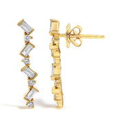 Bids.com 14K Yellow Gold 1/2 Cttw Diamond Zig Zag Drop Earrings (I-J Color, SI2-I1 Clarity) Earrings White Smoke Yellow.Gold / 0.56