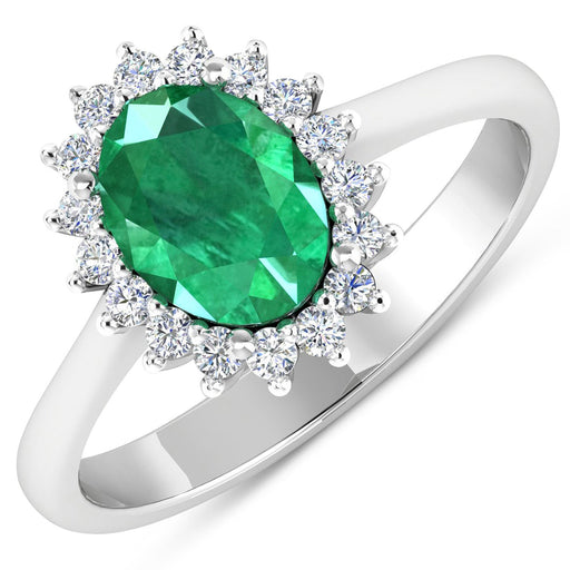 Bids.com 1.87 Carat Genuine Zambian Emerald  and White Diamond 14K White Gold Ring Rings White Smoke size 6.00,size 7.00,size 8.00,size 9.00