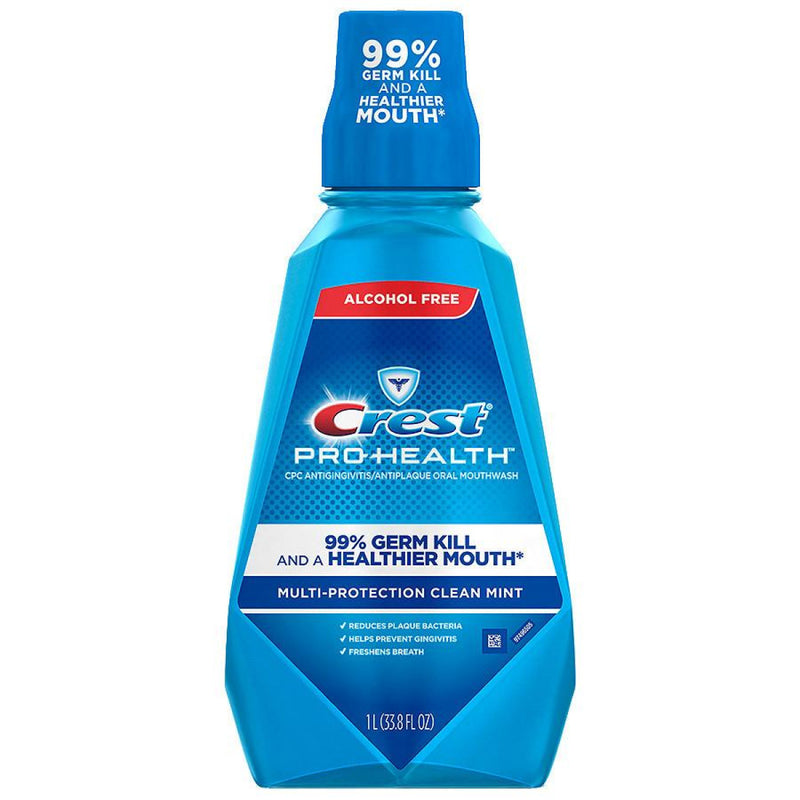 Crest Crest Pro Health Multi Protection Clean Mint Cpc (Cetylpyridinium Chloride) Antigingivitis/Antiplaque Oral Rinse, 1 L (33.8 Fl Oz) Mouthwash White Smoke