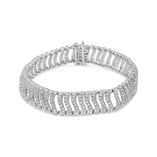 Bids.com .925 Sterling Silver 5.00 Cttw Round-Cut Diamond "S" Link Bracelet (I-J Color, I3 Clarity) - Size 7.25 Bracelets White Smoke White.Sterling Silver / 7.25