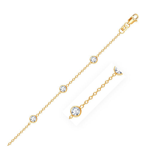 Bids.com 14k Yellow Gold Anklet with Round White Cubic Zirconia Accessories White Smoke 10 / Yellow Gold