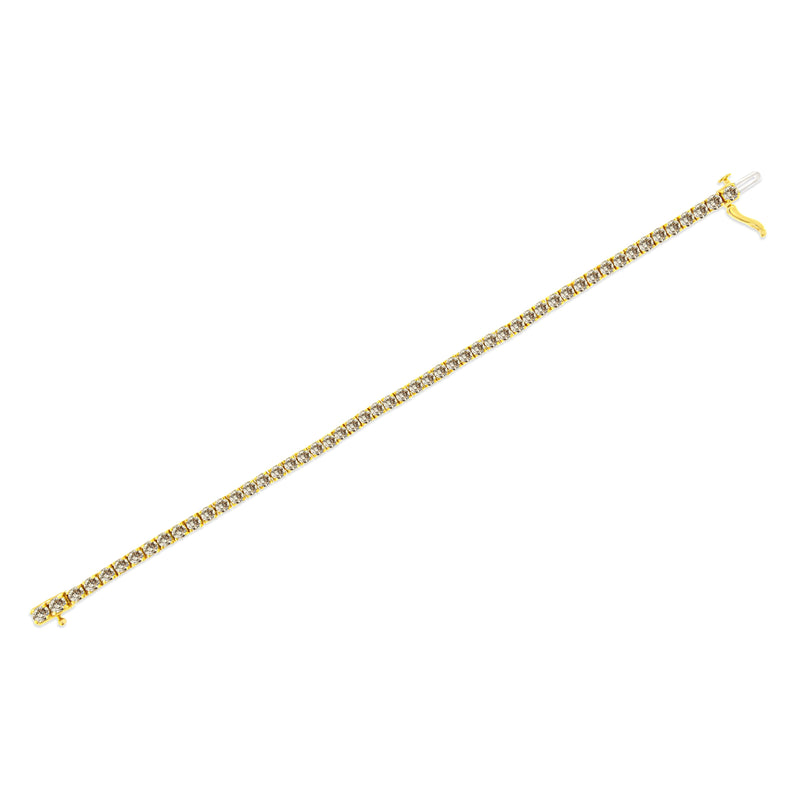 Bids.com 14K Yellow Gold Plated .925 Sterling Silver 8.0 Cttw Diamond Classic Link Tennis Bracelet (K-L Color, I2-I3 Clarity) - 7-1/4" Bracelets White Smoke Yellow.Sterling Silver / 7.25