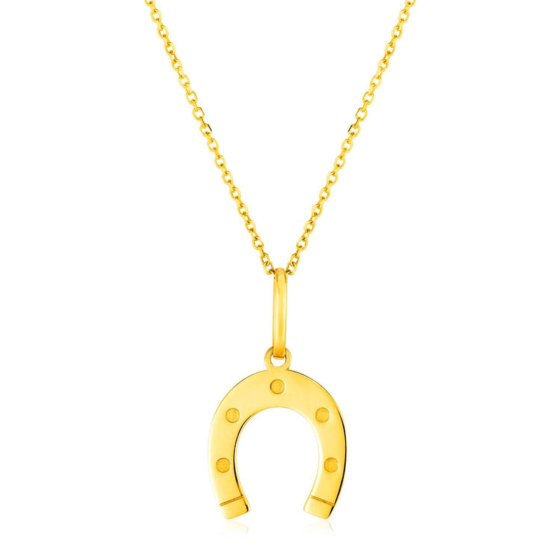 Bids.com 14K Yellow Gold Necklace with Horseshoe Necklaces White Smoke 18 / Yellow Gold