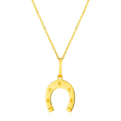 Bids.com 14K Yellow Gold Necklace with Horseshoe Necklaces White Smoke 18 / Yellow Gold