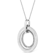 Bids.com .925 Sterling Silver Prong-Set Diamond Accent Satin Finished Double Circle 18" Pendant Necklace (I-J Color, I1-I2 Clarity) Necklaces White Smoke White.Sterling Silver / 18