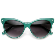 zeroUV High Pointed Tip Inset Frame Oversize Cat Eye Sunglasses 8462 Sunglasses White Smoke Green