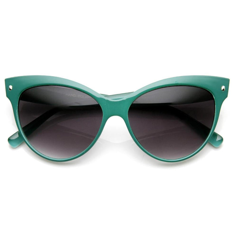 zeroUV High Pointed Tip Inset Frame Oversize Cat Eye Sunglasses 8462 Sunglasses White Smoke Green