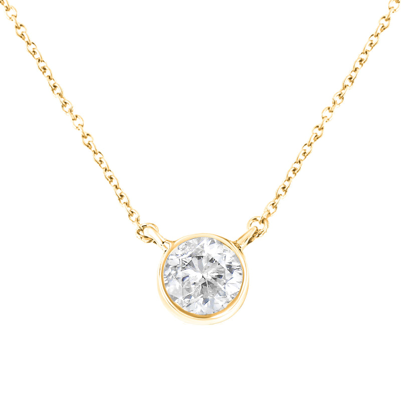 Bids.com .925 Sterling Silver 1/2 Cttw Diamond Bezel 18" Pendant Necklace (I-J Color, I2-I3 Clarity) Necklaces White Smoke White.Sterling Silver / 18,Yellow Plated .925 Sterling Silver / 18,Rose.Sterling Silver / 18