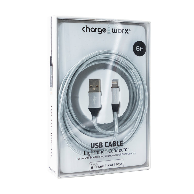 Charge Worx Charge Worx Metallic USB-C Cable Cables Light Gray
