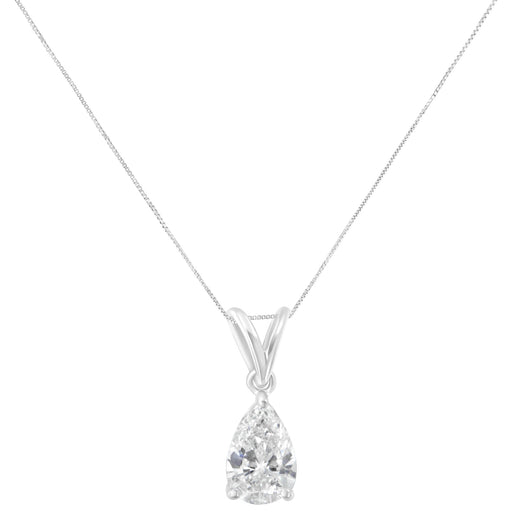 Bids.com IGI certified 10K White Gold 1/2 cttw Diamond Pear Pendant Necklace (I-J, I1) Necklaces White Smoke White.Gold / 18